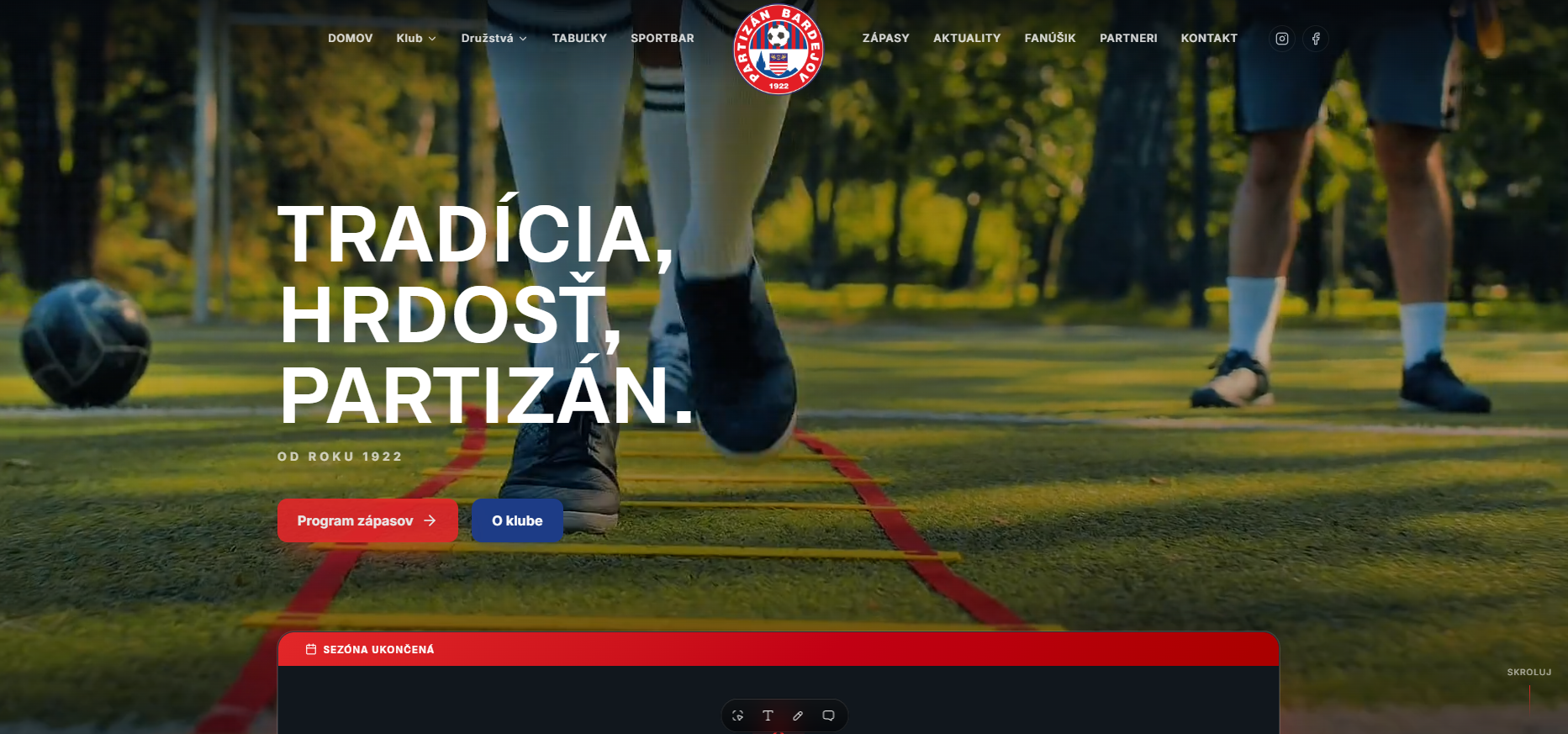 Partizán Bardejov — podstránka A-mužstvo so štadiónom