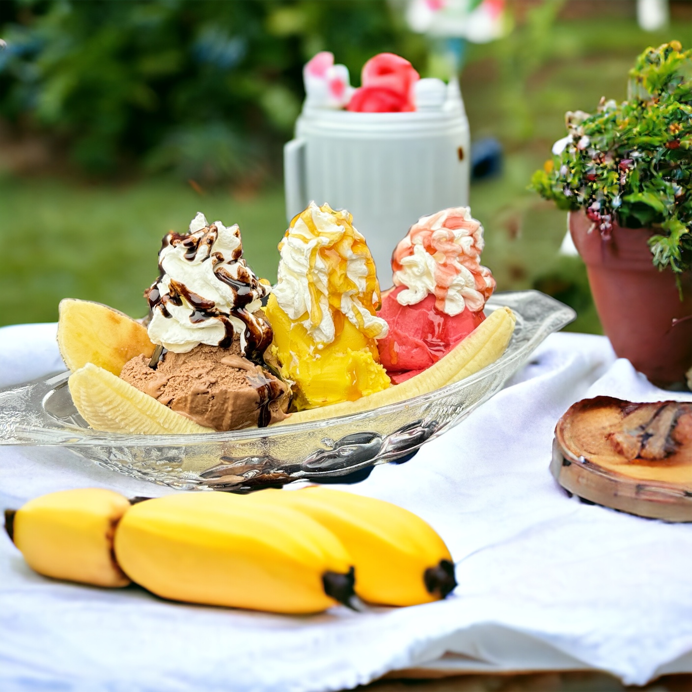 Banana split zmrzlinový pohár