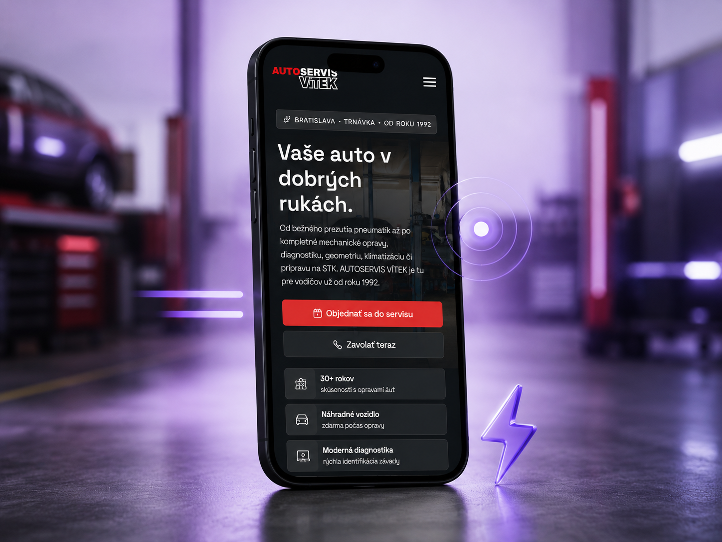 Autoservis Vítek – mobile-first dizajn webu