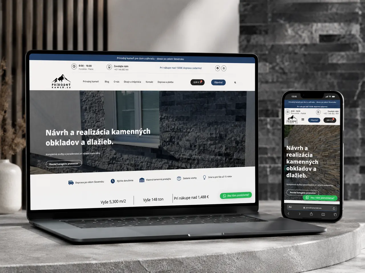 Web Prírodný kameň – e-shop a realizácie