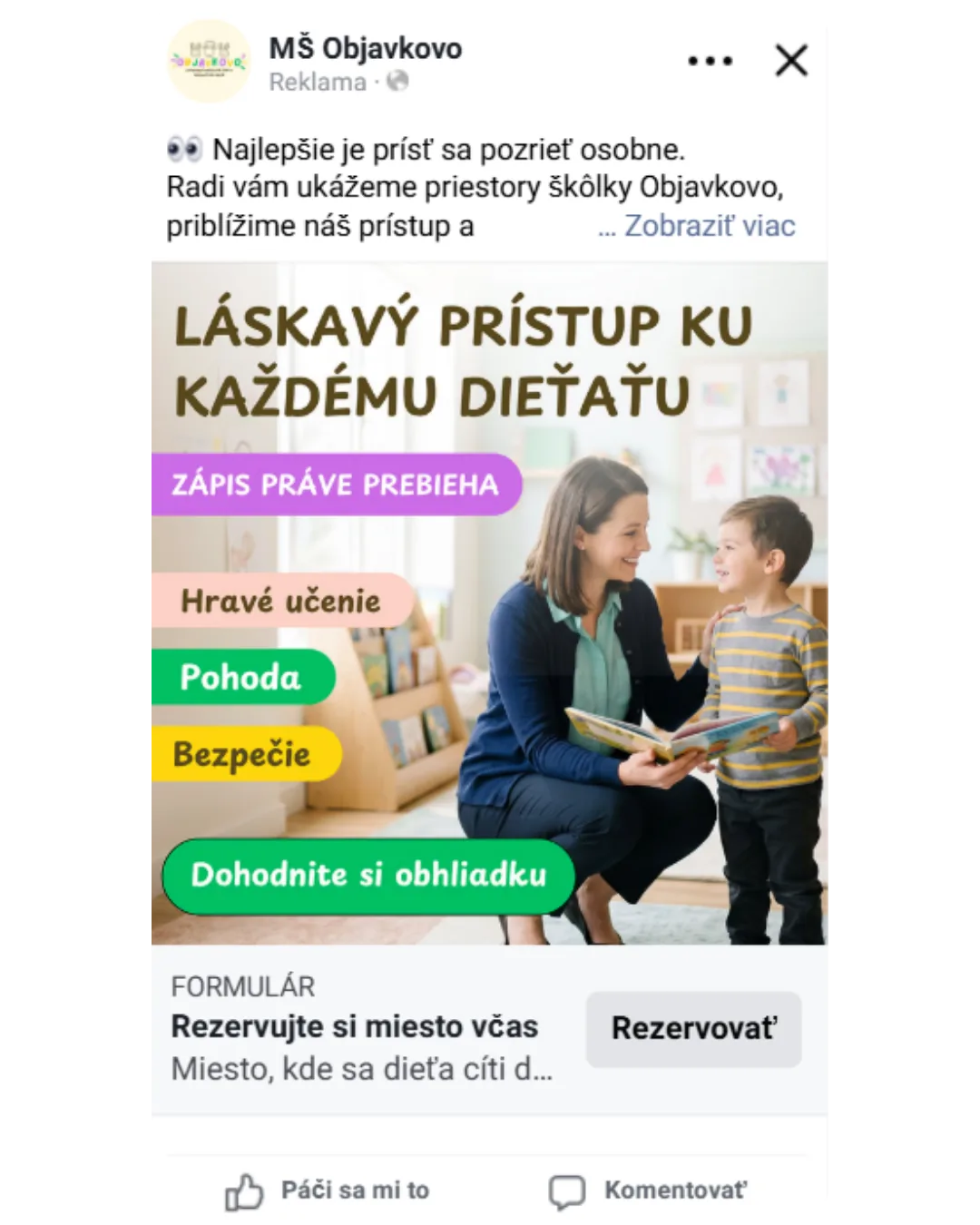 Reklama – MŠ Objavkovo