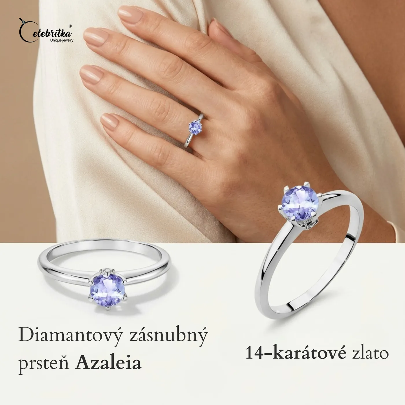 Celebritka.sk — zásnubný prsteň Azaleia z bieleho zlata